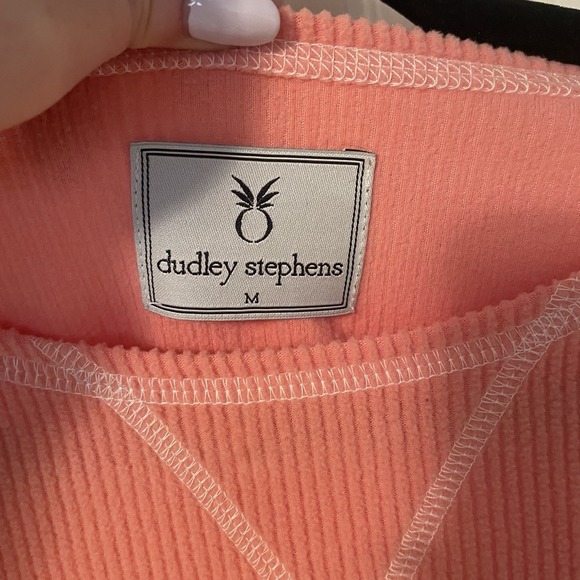 Dudley Stephens Peach Coral Ribbed Fleece Crewneck Sweatshirt Sweater Medium EUC - Picture 4 of 8